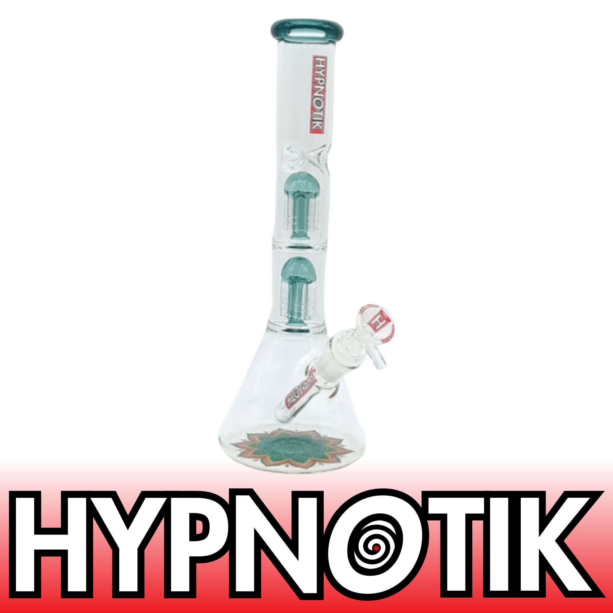 14 INCH HYPNOTIK BONG WITH TWO MATCHING COLORED PERC - HB116-DG